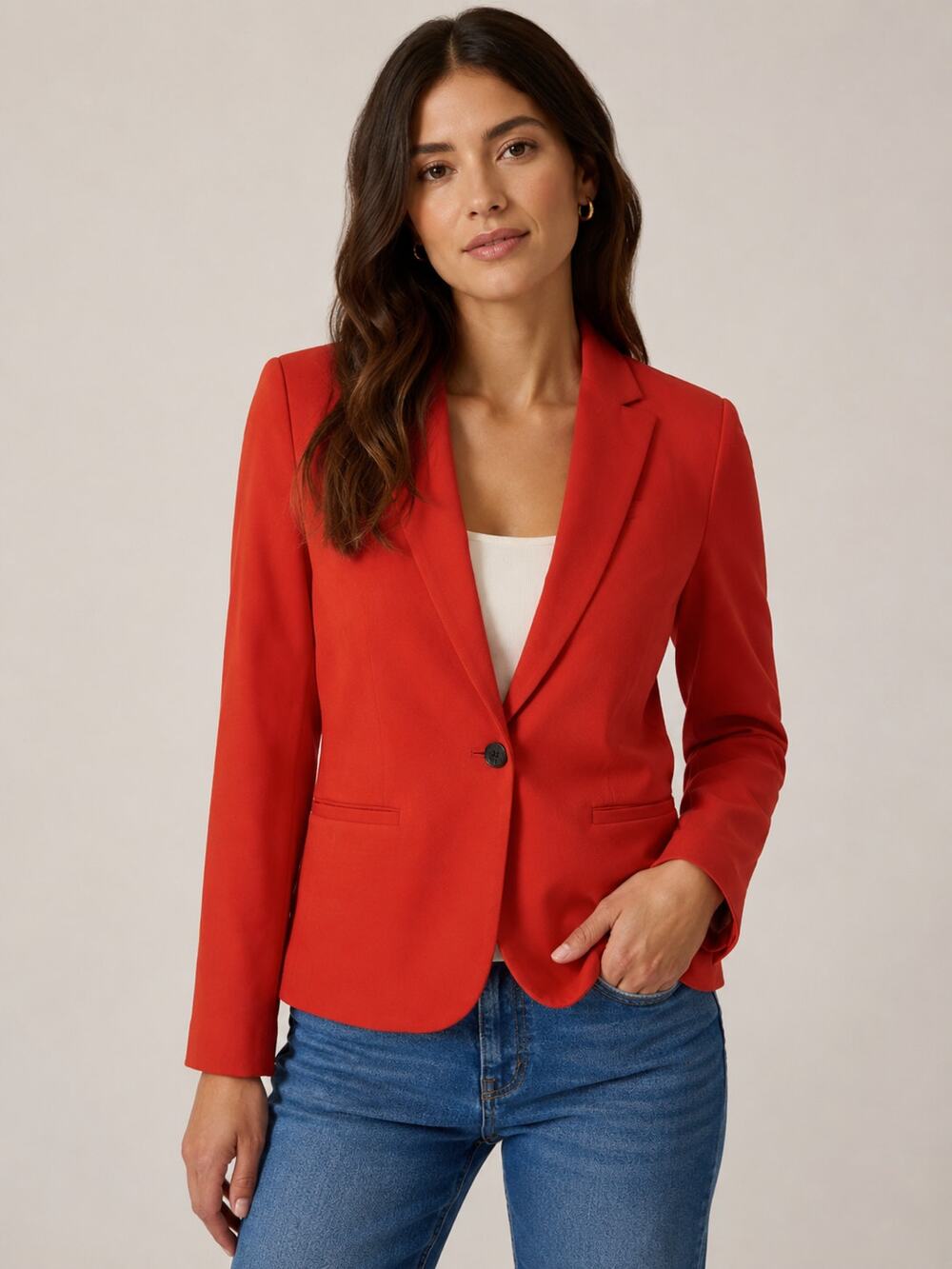 Banana Republic SZ 4 Classic Fit One Button Blazer Red – Machine Washable